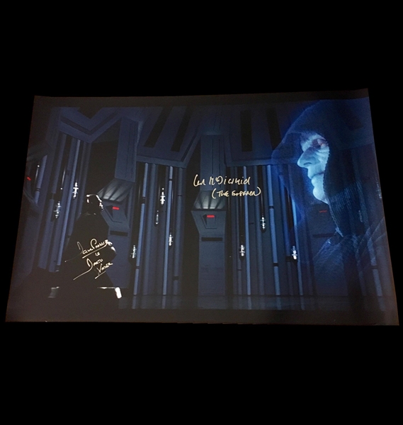 Star Wars: Empire Strikes Back Oversized 16" x 24" Signed Photograph w/ David Prowse & Ian McDiarmid (Beckett/BAS Guaranteed)