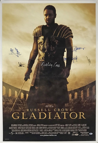 "Gladiator" Cast Signed 27" x 41" Movie Poster w/ Crowe, Schofield & Others! (Beckett/BAS)