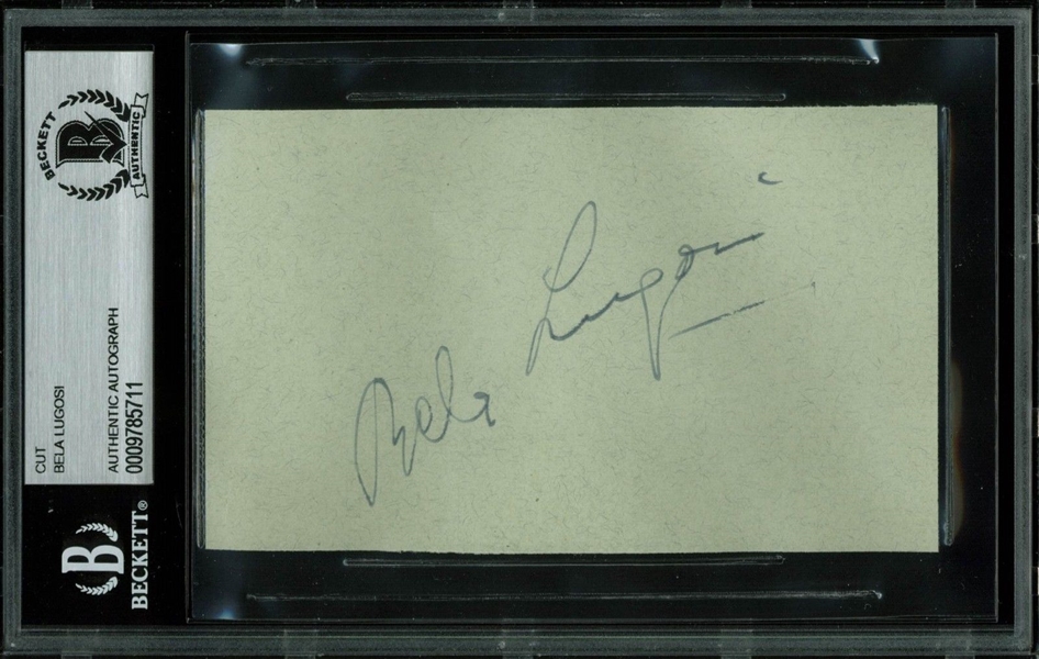 Dracula: Bela Lugosi Signed Index Card (BAS/Beckett Encapsulated)