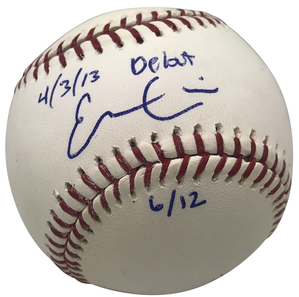 Evan Gattis Signed & Inscribed "4/3/13 Debut" OML Baseball (PSA/DNA)