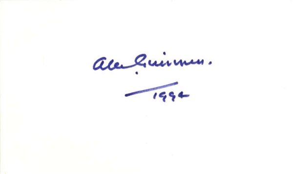Alec Guinness c. 1994 Signed 3" x 5" Index Card (BAS/Beckett)