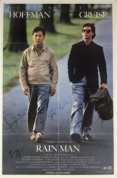 "Rain Man" Rare Cast Signed 27" x 41" Movie Poster w/ Cruise, Hoffman & Others! (Beckett)