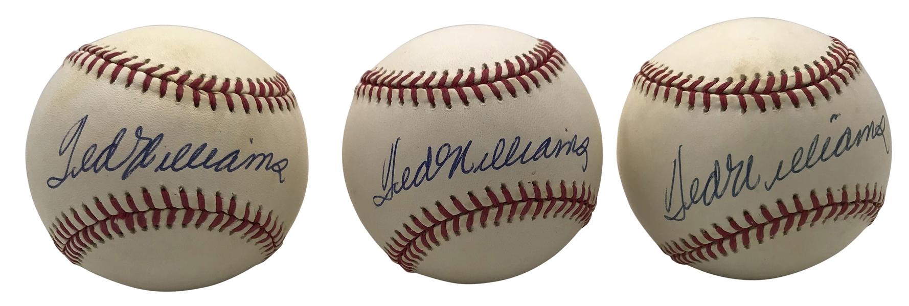 Lot of Three (3) Ted Williams Signed OAL Baseballs (Beckett/BAS Guaranteed)