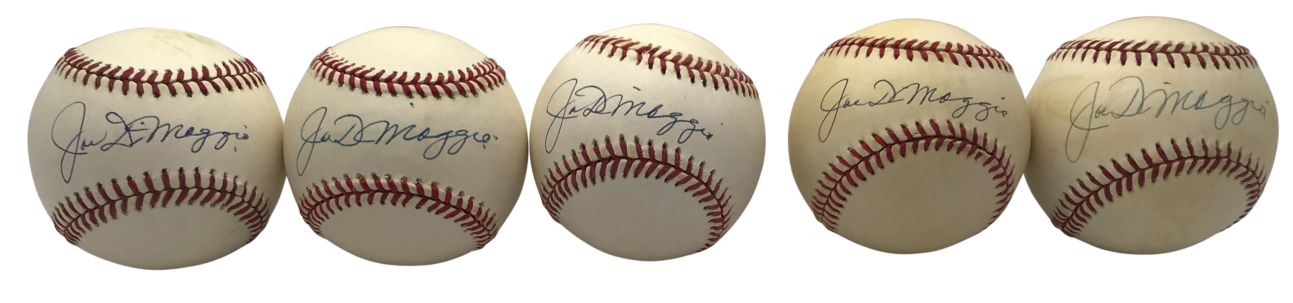 Joe DiMaggio Lot of Five (5) Signed OAL Baseballs (Beckett/BAS Guaranteed)