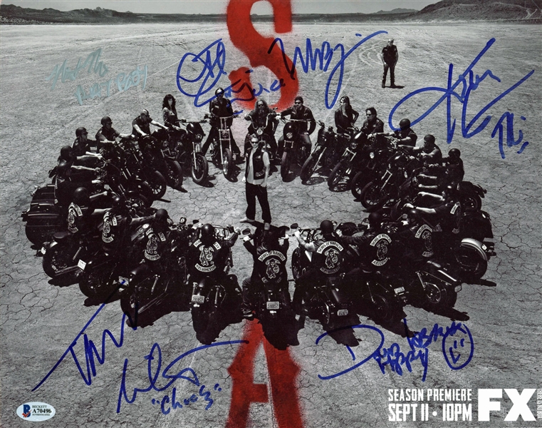 Sons of Anarchy Cast Signed 11" x 14" Color Photo (7 Sigs)(BAS/Beckett)