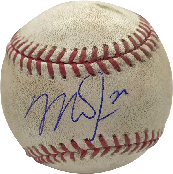 Mike Trout Signed & Game Used 2015 Baseball Pitched To Trout! (PSA/DNA & MLB)