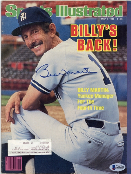 Billy Martin Signed 1985 Sports Illustrated Magazine (Beckett/BAS)