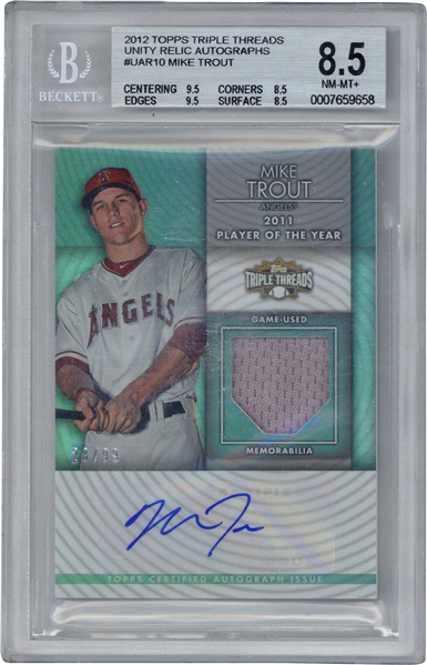 Mike Trout Signed 2012 Topps Triple Threads Relic Card BGS 8.5 w/ 10 Auto!