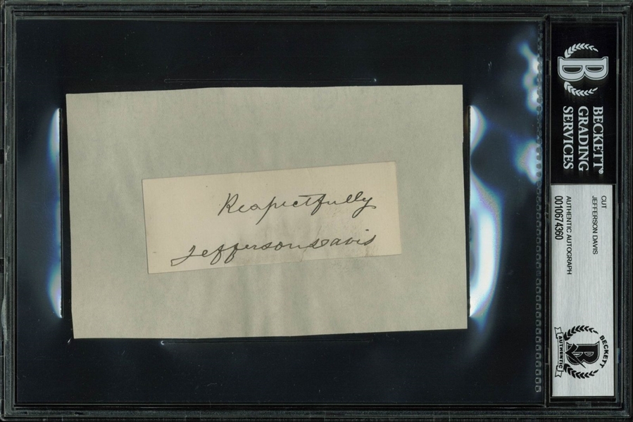 Jefferson Davis Signed Sheet with Choice Autograph (BAS/Beckett Encapsulated)