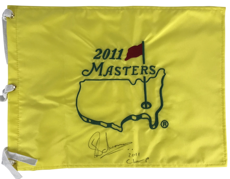 Charles Schwartzel Signed & Inscribed "2011 Champ" Masters Golf Flag (PSA/DNA)