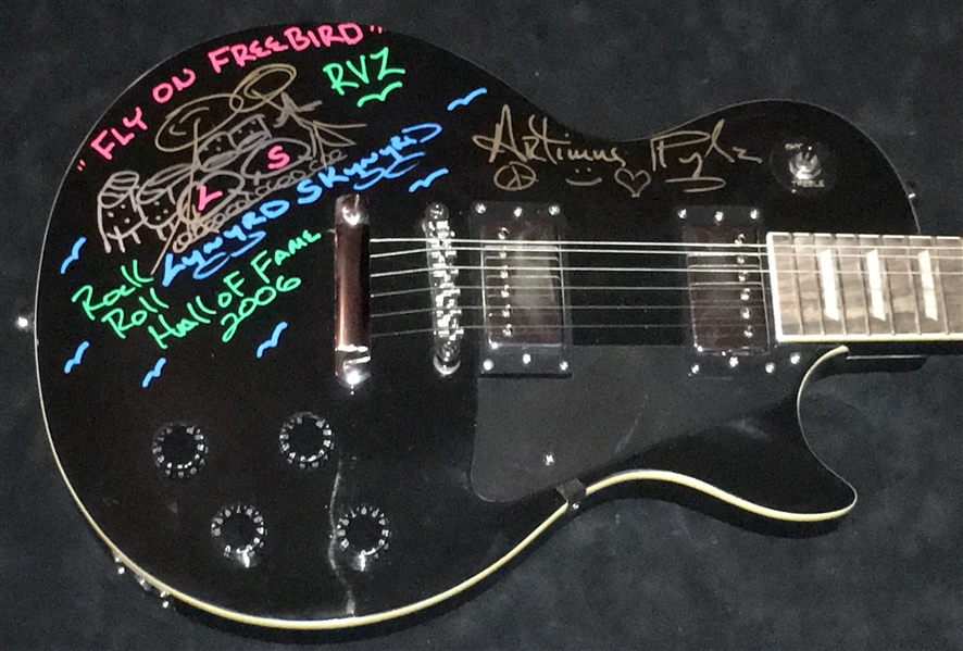 Lynyrd Skynyrd: Artimus Pyle Signed & Inscribed Les Paul-Style Guitar w/ Sketch (BAS/Beckett Guaranteed)