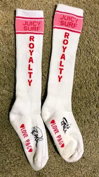 Pamela Anderson Signed Personally Owned, Warn & Signed Juicy Couture Socks (Anderson COA)