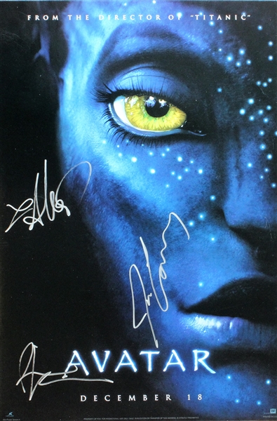 Avatar 12" x 18" Mini Poster Signed by James Cameron, Giovanni Ribsi & Laz Alonso (Beckett/BAS Guaranteed)