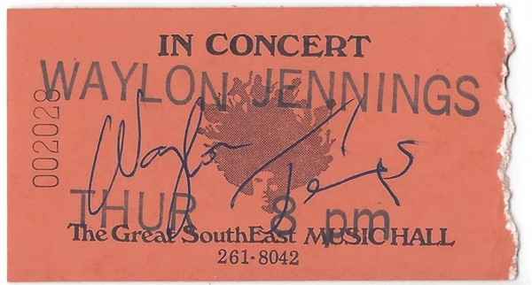 Waylon Jennings Signed Concert Ticket (Beckett/BAS Guaranteed)