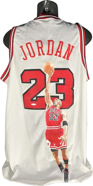Michael Jordan Signed Chicago Bulls Pro Cut Jersey w/ One-of-a-Kind Hand-Painted Artwork (UDA)
