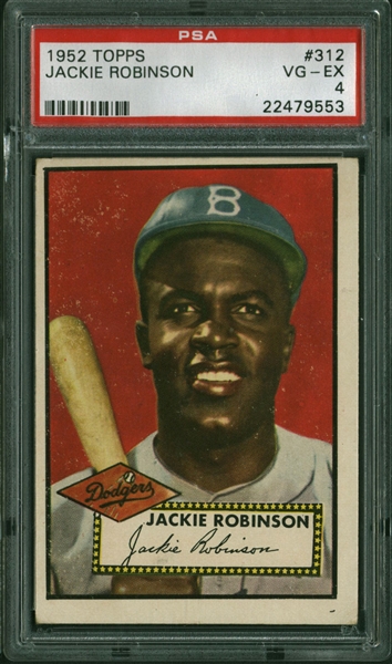 Jackie Robinson 1952 Topps #312 High Number Baseball Card PSA VG-EX 4!