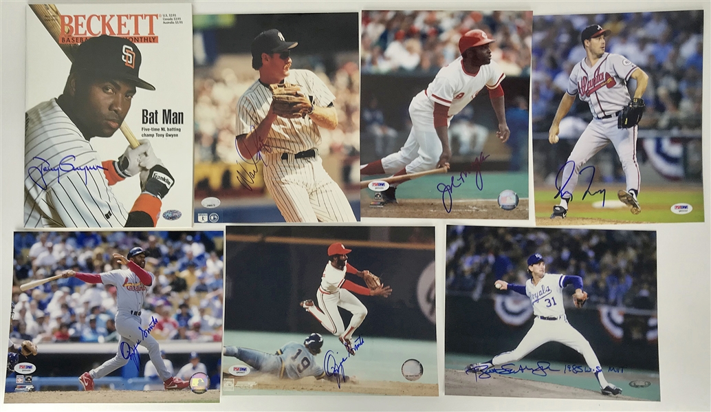 Lot of Nine (9) MLB Legends Signed 8" x 10" Items w/ Gwynn, Clemens, Maddux & More! (PSA/DNA, Tristar)