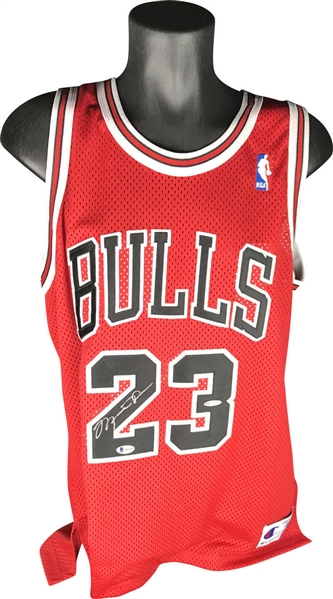 Michael Jordan Signed Chicago Bulls Jersey (Beckett/BAS & Upper Deck)