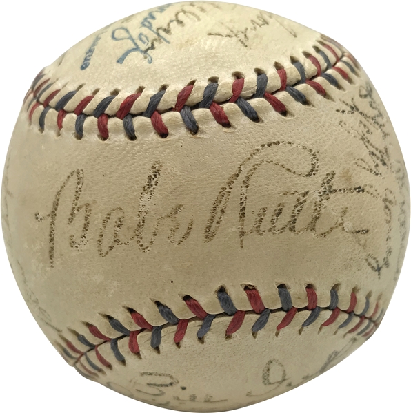 The Babe Bows Out: 1934 Yankees Team Signed OAL Baseball w/ Exceptional Gehrig! (Beckett/BAS)