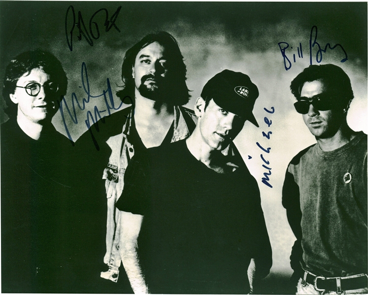 REM Group Signed 8" x 10" Photograph w/ All Four Members! (Beckett/BAS Guaranteed)