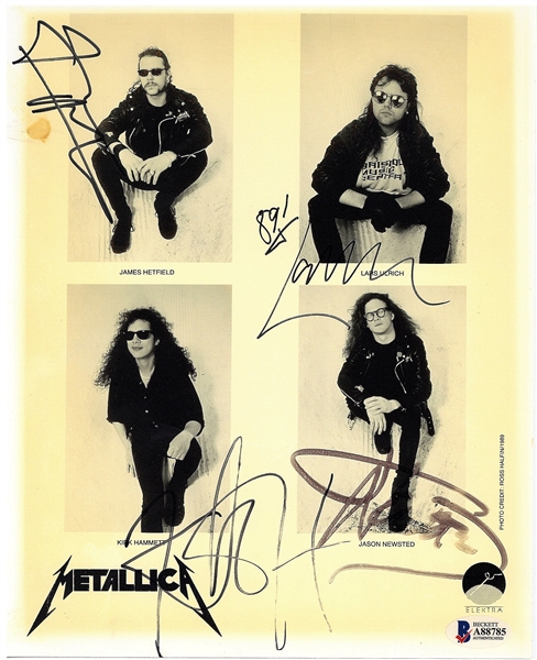 Metallica Vintage Group Signed 8" x 10" Photograph w/ All Four Members! (Beckett/BAS)