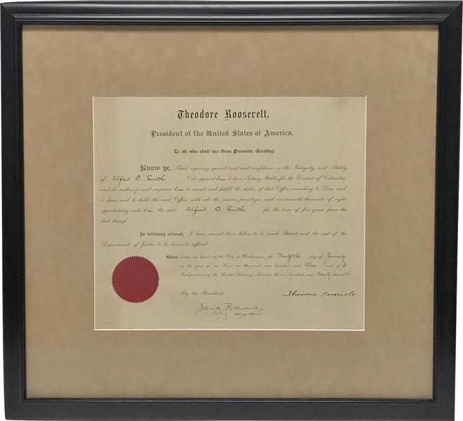 President Theodore Roosevelt Near-Mint Signed 1903 Appointment (Beckett/BAS)