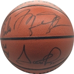 1992-93 NBA Champion Chicago Bulls Team Signed Basketball w/ Jordan/Pippen Display! (JSA) 