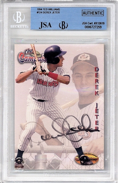 Derek Jeter Signed 1994 Ted Williams The Campaigned Rookie Card (Beckett/BAS)