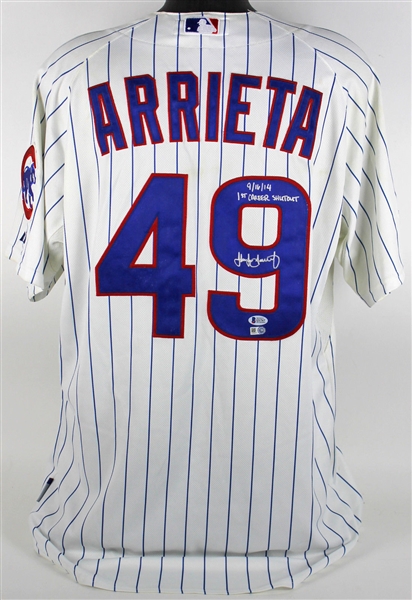 Jake Arrieta 2014 Game Worn & Signed Chicago Cubs Jersey - 9/16/14 vs. Cincinnati Reds - A One-Hit, Complete Game Victory! (MLB & Beckett/BAS)