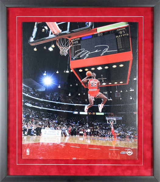 Michael Jordan Signed & Framed 20" x 24" Photograph featuring Legendary Slam Dunk Image - PSA/DNA Graded GEM MINT 10! (Beckett/BAS)