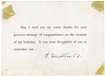 Albert Einstein Signed 1952 Birthday Thank You Note (Beckett/BAS)