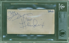 Jimi Hendrix Signed & "Stay Groovy" Inscribed 2" x 4" Album Page One Month Prior To Woodstock! (Beckett/BAS Encapsulated)