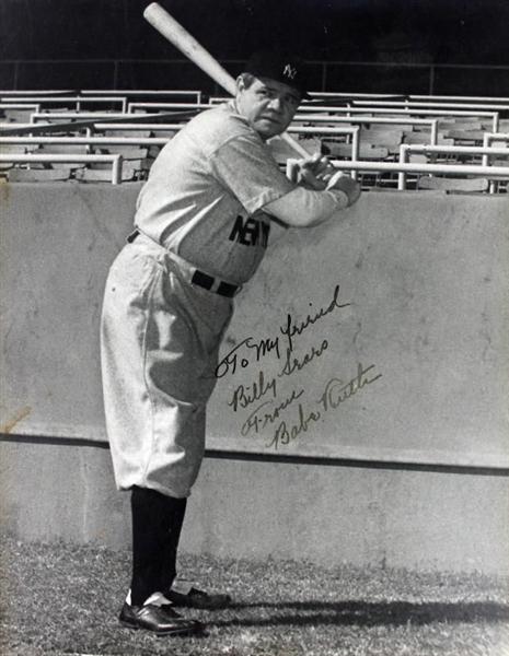 Babe Ruth Beautifully Signed & Inscribed Large Format 10.5" x 13.5" Portrait Photograph from "Pride of the Yankees" (PSA/DNA)