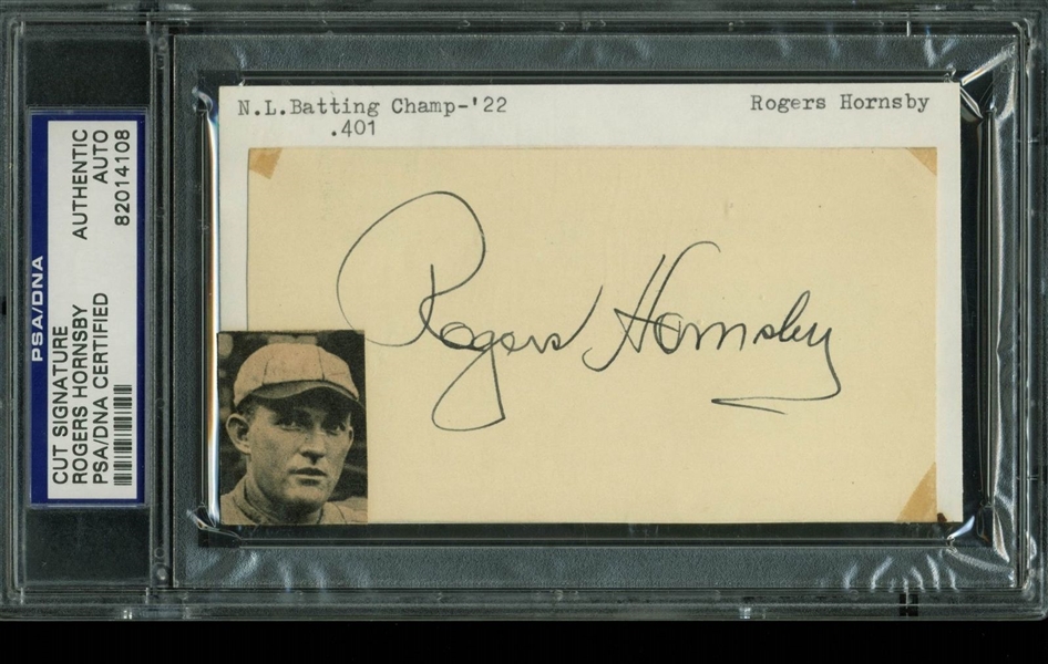 Rogers Hornsby Signed 2.5" x 4.75" Cut (PSA/DNA Encapsulated)