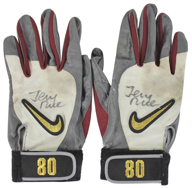 c. 1998 Jerry Rice Game Used & Signed Wide Receiver Gloves (BAS/Beckett)