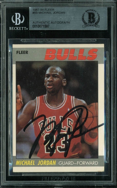 Michael Jordan Signed 1987-88 2nd Year Fleer Card #59 (BAS/Beckett Encapsulated)
