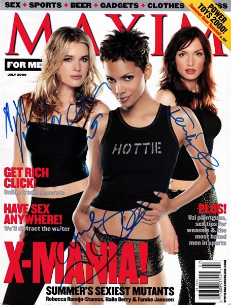 The Ladies of X-Men: Halle Berry, Rebecca Romijn & Famke Janssen Signed Maxim Magazine (BAS/Beckett Guaranteed)