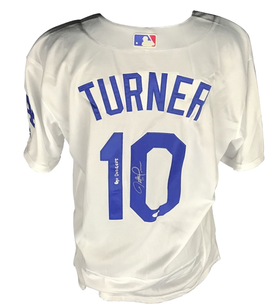 Justin Turner Signed Dodgers Jersey w/ "Go Dodgers" Inscription! (JSA)