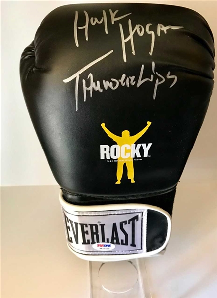 Rocky III: Hulk Hogan Signed Rocky Model Boxing Glove with "Thunderlips" Inscription (PSA/DNA)