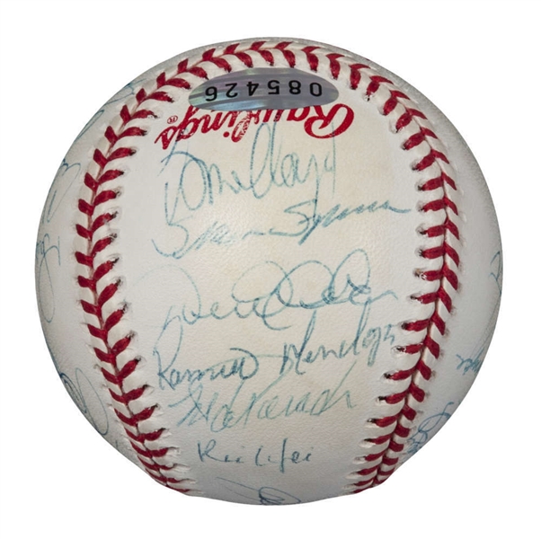 1998 NY Yankees Team Signed W.S. Baseball w/ Jeter, Rivera, etc. (26 Sigs)(PSA/DNA & Steiner)