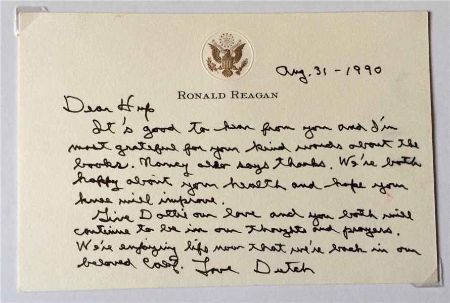 President Ronald Reagan Handwritten Note Uniquely Signed "Dutch" (BAS/Beckett Guaranteed)