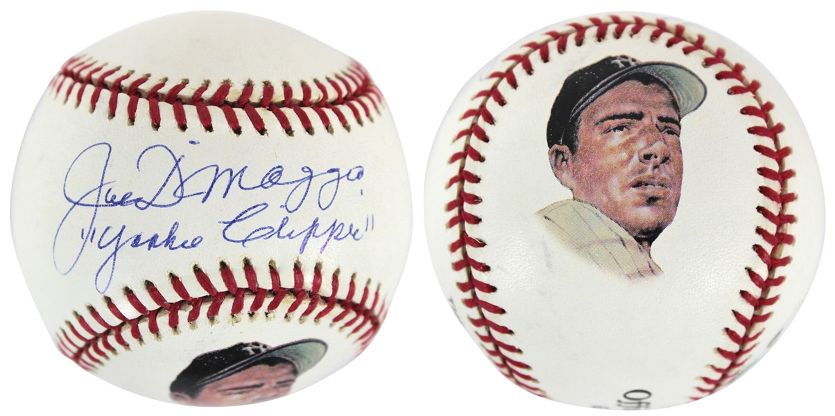 Joe DiMaggio Near-Mint Signed Hand Painted Baseball w/ "Yankee Clipper" Inscription (PSA/DNA)