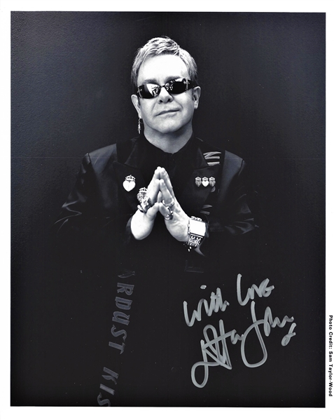 Sir Elton John Superb Signed 8" x 10" B&W Photo (Beckett/BAS Guaranteed)