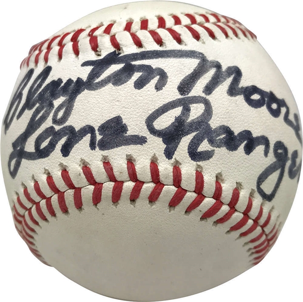 The Lone Ranger: Clayton Moore Signed & Inscribed Baseball (JSA)