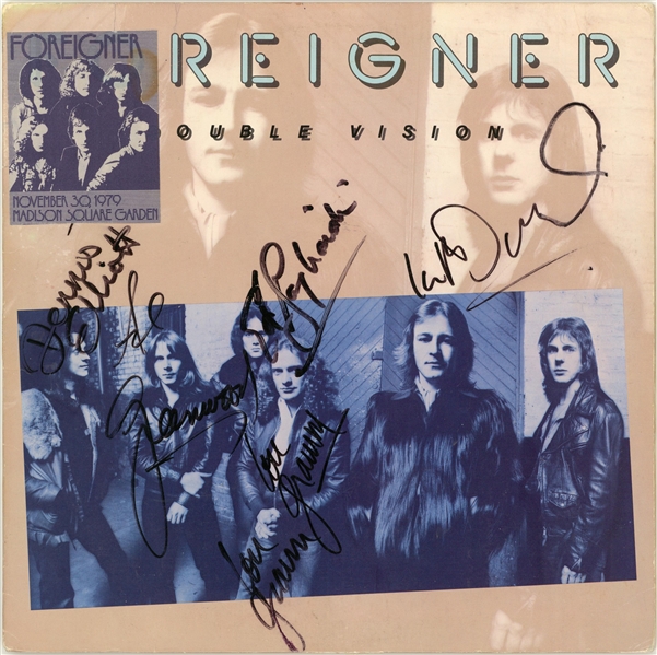 Foreigner Group Signed "Double Vision" Album w/ 6 Signatures! (JSA)