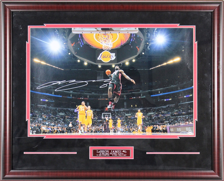 LeBron James Signed & Framed 16" x 24" Miami Heat Photo (UDA)