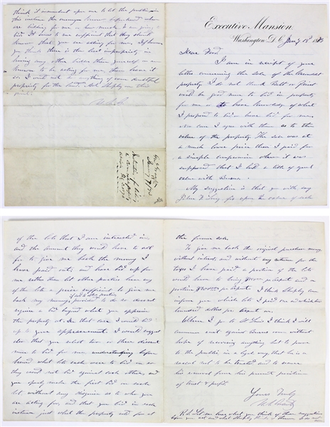 Ulysses S. Grant Rare TWICE Signed 4 Page Handwritten 1873 Letter w/ Content About Former Slave Land (Beckett/BAS)