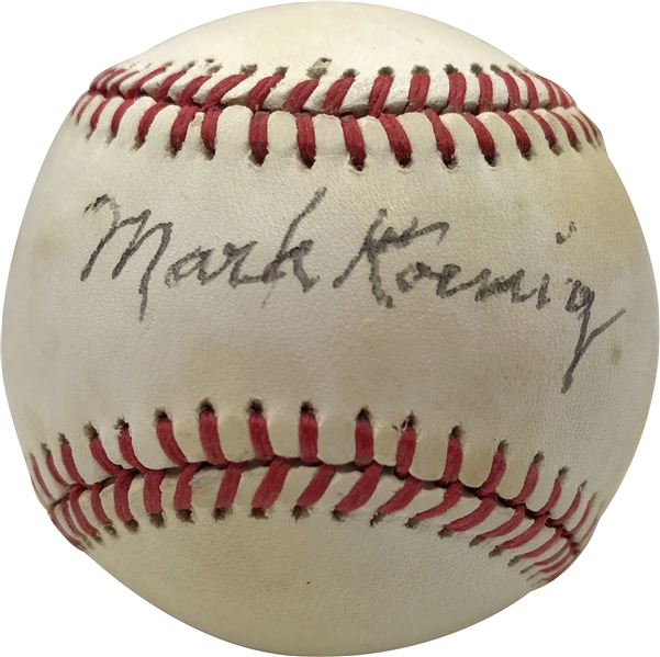 1927 Yankees Singles: Mark Koenig Rare Single Signed OAL Baseball (Beckett/BAS Guaranteed)