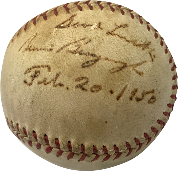 1927 Yankees Singles: Bennie Bengough Single Signed Official League Baseball (Beckett/BAS Guaranteed)