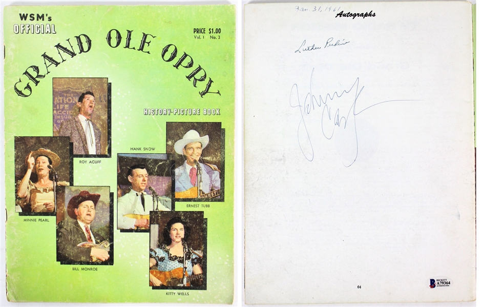 Johnny Cash Vintage Signed Grand Ole Opry Program w/ Band Member Luther Perkins (Beckett/BAS)